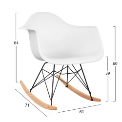 Πολυθρονα κουνιστη με καθισμα λευκο mirto & μαυρο σκελετο hm0035.11 61x71x64 εκ. ** Πολυθρονα κουνιστη με καθισμα λευκο mirto & μαυρο σκελετο hm0035.11 61x71x64 εκ. **