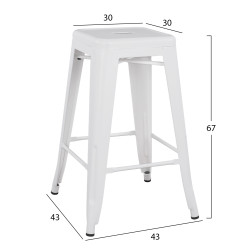 Σκαμπο μεσαιου υψουσ μεταλλικο hm8573.21 melita σε λευκο ματ 43x43x67yεκ. **