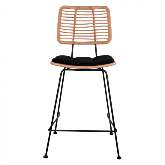 Σκαμπο μεσαιου υψουσ allegra hm5644 μεταλλικο με wicker σε μπεζ αποχρωση 55x56x107 εκ. **