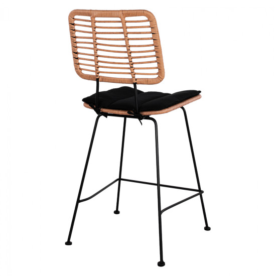 Σκαμπο μεσαιου υψουσ allegra hm5644 μεταλλικο με wicker σε μπεζ αποχρωση 55x56x107 εκ. **