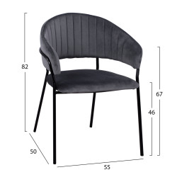 ΠΟΛΥΘΡΟΝΑΚΙ THEODORE HM8520.01 ΑΠΟ ΒΕΛΟΥΔΟ ΓΚΡΙ ΜΕ ΜΕΤΑΛΛΙΚΟ ΣΚΕΛΕΤΟ 55x50x82Υ εκ. - 2τεμ **