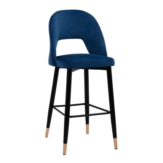 Σκαμπο μπαρ harper hm8526.08 βελουδο μπλε με μεταλλικο σκελετο 50x51x111υ εκ. **