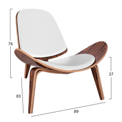 Πολυθρονα superior plus hm1128.13 καρυδι με λευκο μαξιλαρι pu 89x83x76y εκ. **