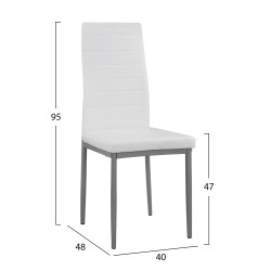 ΚΑΡΕΚΛΑ ΜΕΤΑΛΛΙΚΗ LADY HM0037.11 ΛΕΥΚΟ PU ΜΕΤΑΛΛΙΚΟ ΣΚΕΛΕΤΟ K/D 40x48x95Y εκ. - 4τεμ **