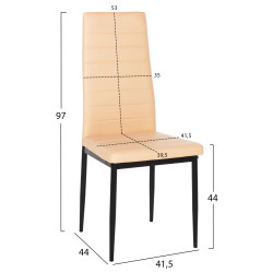 ΚΑΡΕΚΛΑ ΤΡΑΠΕΖΑΡΙΑΣ LADY HM0037.25 ΑΝΟΙΧΤΟ ΚΡΕΜ PU ΣΚΕΛΕΤΟΣ ΜΑΥΡΟΣ ΜΕΤΑΛ. (K/D) 42x44x95Υεκ - 4τεμ **