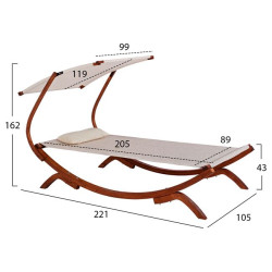 Ξαπλωστρα παραλιασ ξυλινη καρυδι-μπεζ με σκιαστρο colby hm5671.02 105x221x162υ εκ. ** Ξαπλωστρα παραλιασ ξυλινη καρυδι-μπεζ με σκιαστρο colby hm5671.02 105x221x162υ εκ. **