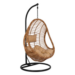Κρεμαστη πολυθρονα φωλια callie hm5541.01 με wicker & μαξιλαρια μπεζ φ95χ195υ εκ. **