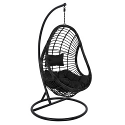 Κρεμαστη πολυθρονα φωλια callie hm5541.02 με μαυρο wicker & μαξιλαρια φ105χ195υ εκ. **