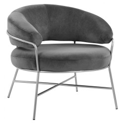 Πολυθρονα trudi hm8639.01 απο γκρι βελουδο με ασημι σκελετο 83x75x76 εκ. **