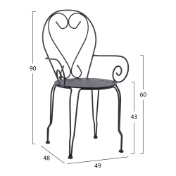 Καρεκλα πολυθρονα μεταλλικη amore μαυρη hm5008.11 49x48x90 εκ. ** Καρεκλα πολυθρονα μεταλλικη amore μαυρη hm5008.11 49x48x90 εκ. **