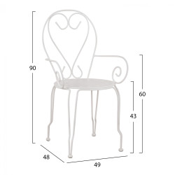 Καρεκλα πολυθρονα μεταλλικη amore λευκη hm5008.12 49x48x90 εκ. **