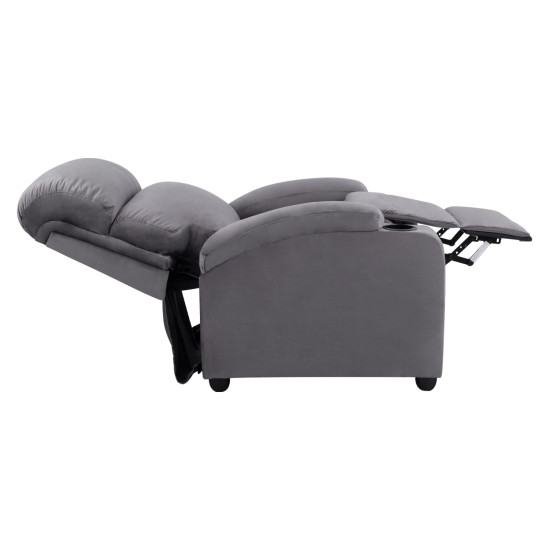 Πολυθρονα γκρι βελουδο relax με μηχανισμο hm0122.10 80x92x102υ εκ. **
