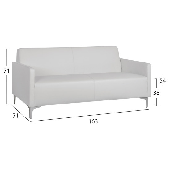 Καναπεσ 3θεσιοσ nellie hm3159.32 με λευκο pu 163x71x71υ εκ. **