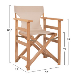 Καρεκλα σκηνοθετη λημνοσ εμποτισμου σε φυσικο χρωμα με εκρου μαξιλαρι hm10543.60 57x54x88.5 cm. **