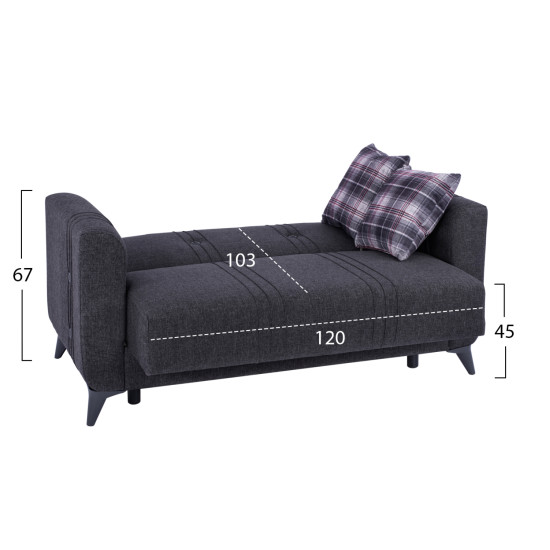 Καναπεσ 2θεσιοσ kristina hm3165.20 γκρι με ανθρακι ποδια 150x80x83 εκ. **
