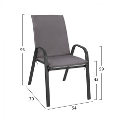 Πολυθρονα leon μεταλλικη γκρι me γκρι μαξιλαρι hm10573.01 54x70x93 cm. **