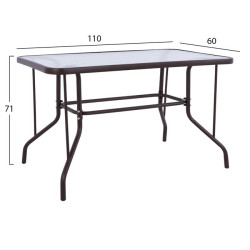 Σετ τραπεζαριασ 5τμχ με 4 καρεκλεσ με μαξιλαρι & τραπεζι 110x60 καφε hm10566.02 **