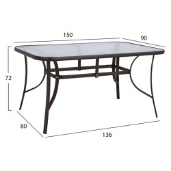 Σετ τραπεζαριασ 5τμχ καρεκλεσ με μαξιλαρι & τραπεζι 150x90 hm10570.02 καφε **