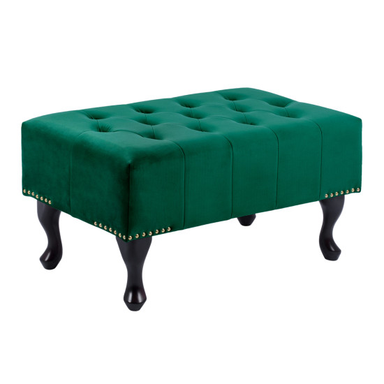 Ταμπουρε t.chesterfield emma hm226.03 κυπαρισσι βελουδο-μαυρα ποδια 80x45x40υεκ **