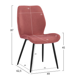 ΚΑΡΕΚΛΑ KLAY ΜΕ ΣΑΠΙΟ ΜΗΛΟ ΒΕΛΟΥΔΟ & ΜΑΥΡΟ ΜΕΤΑΛΛΙΚΟ ΣΚΕΛΕΤΟ HM8730.02 49X62,5X87 εκ - 4τεμ **
