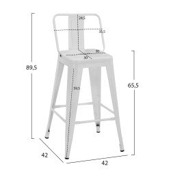 Σκαμπο μεσαιου υψουσ μεταλλικο melita με πλατη σε λευκο ματ hm8574.31 42x42x89,5υ εκ. **