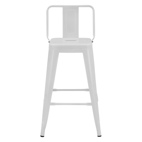 Σκαμπο μεσαιου υψουσ μεταλλικο melita με πλατη σε λευκο ματ hm8574.31 42x42x89,5υ εκ. **