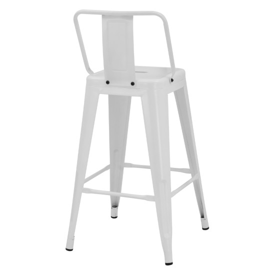 Σκαμπο μεσαιου υψουσ μεταλλικο melita με πλατη σε λευκο ματ hm8574.31 42x42x89,5υ εκ. **