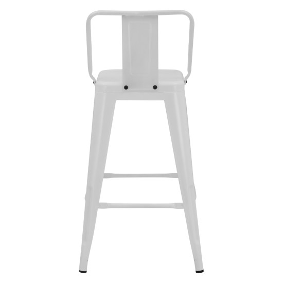 Σκαμπο μεσαιου υψουσ μεταλλικο melita με πλατη σε λευκο ματ hm8574.31 42x42x89,5υ εκ. **