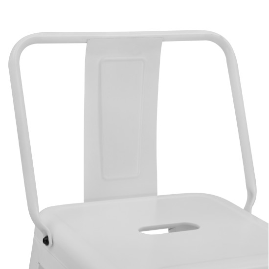 Σκαμπο μεσαιου υψουσ μεταλλικο melita με πλατη σε λευκο ματ hm8574.31 42x42x89,5υ εκ. **