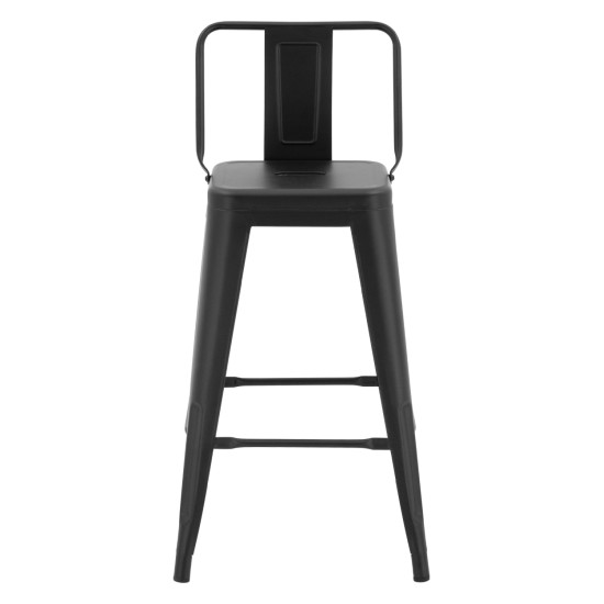 Σκαμπο μεσαιου υψουσ μεταλλικο melita με πλατη σε μαυρο ματ hm8574.32 42x42x89,5υ εκ. **