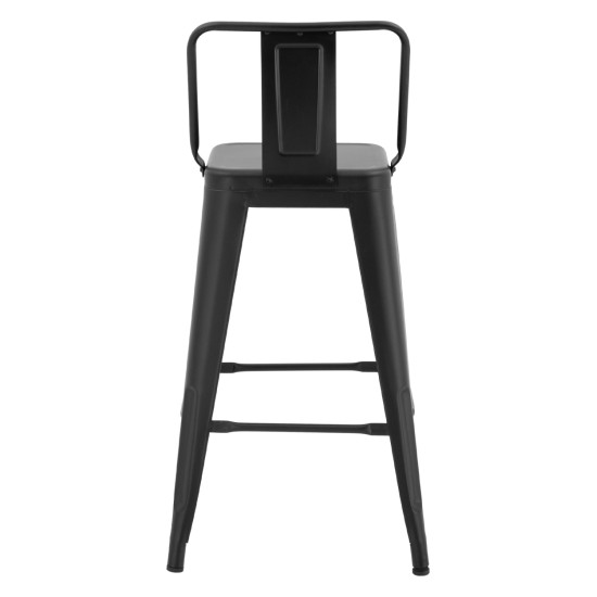 Σκαμπο μεσαιου υψουσ μεταλλικο melita με πλατη σε μαυρο ματ hm8574.32 42x42x89,5υ εκ. **