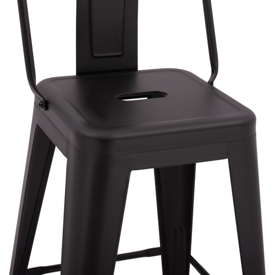 Σκαμπο μεσαιου υψουσ μεταλλικο melita με πλατη σε μαυρο ματ hm8574.32 42x42x89,5υ εκ. **