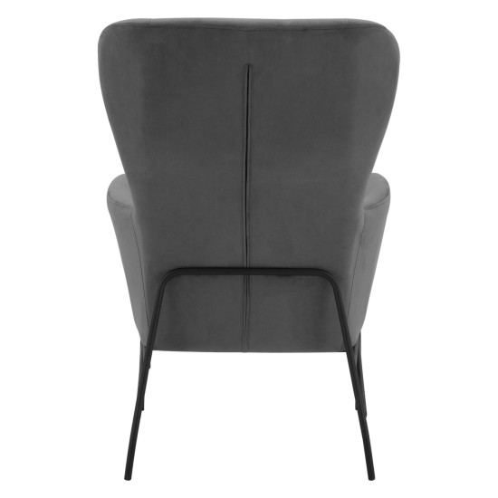 Πολυθρονα μπερζερα βελουδο γκρι με μεταλλικο μαυρο ποδι hm8721.01 ** Πολυθρονα μπερζερα βελουδο γκρι με μεταλλικο μαυρο ποδι hm8721.01 **