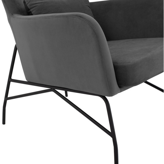 Πολυθρονα μπερζερα βελουδο γκρι με μεταλλικο μαυρο ποδι hm8721.01 ** Πολυθρονα μπερζερα βελουδο γκρι με μεταλλικο μαυρο ποδι hm8721.01 **