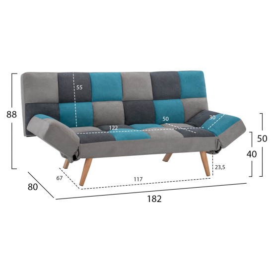 Καναπεσ κρεβατι multicolor 3θεσιοσ hm3167.11 182χ80χ88υ εκ. **