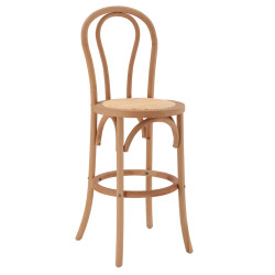 Σκαμπο μπαρ montreal ξυλινο απο οξια dark honey με ψαθα 41x47x108 hm8749.05 **