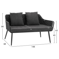 Σετ σαλονιου 4τμχ με μεταλλικο σκελετο και wicker γκρι hm5711 ** Σετ σαλονιου 4τμχ με μεταλλικο σκελετο και wicker γκρι hm5711 **