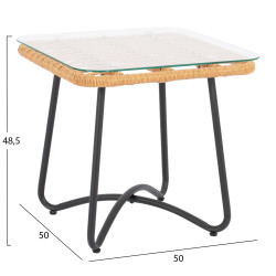 Τραπεζι μεταλλικο gerry hm5717 με wicker μπεζ 50x50x48,5 εκ. **