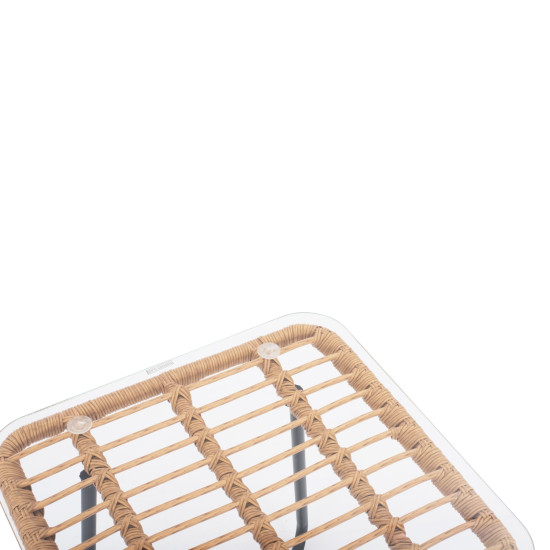 Τραπεζι μεταλλικο gerry hm5717 με wicker μπεζ 50x50x48,5 εκ. **