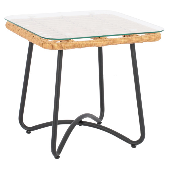 Τραπεζι μεταλλικο gerry hm5717 με wicker μπεζ 50x50x48,5 εκ. **