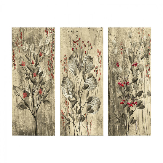 Πινακασ τριπτυχο mdf red flowers and berries hm7204.01 60x50x0,3 εκ. **