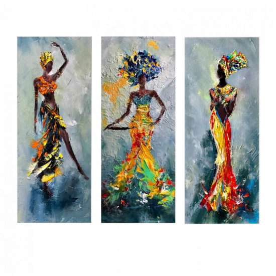 Πινακασ τριπτυχο mdf african girl in colorful dress hm7204.02 60x0,3x50 εκ. **