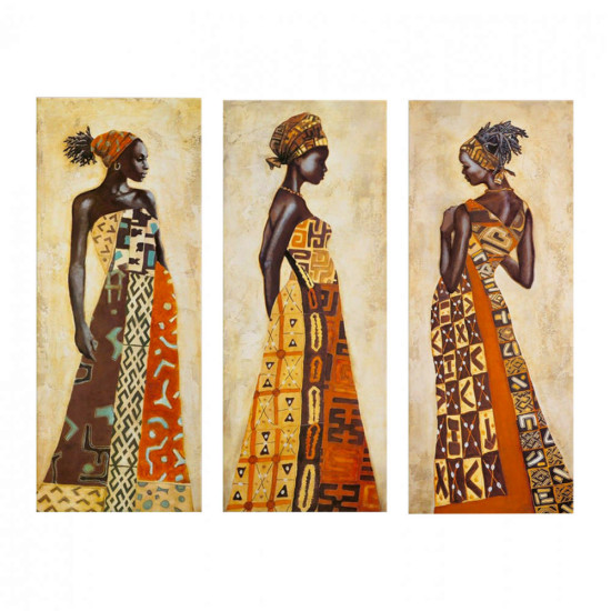 Πινακασ τριπτυχο mdf african style women hm7204.03 60x0,3x50 εκ. **