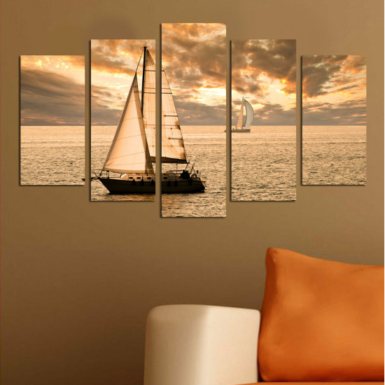 Πινακασ πενταπτυχο mdf sunset sailing hm7206.01 100x0,3x60 εκ. **