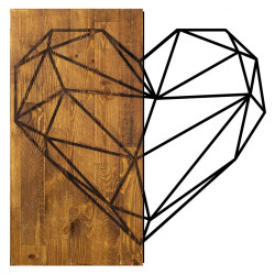 Διακοσμητικο τοιχου ξυλινο μασιφ με μεταλλικη καρδια hm7219 58x58 εκ. **