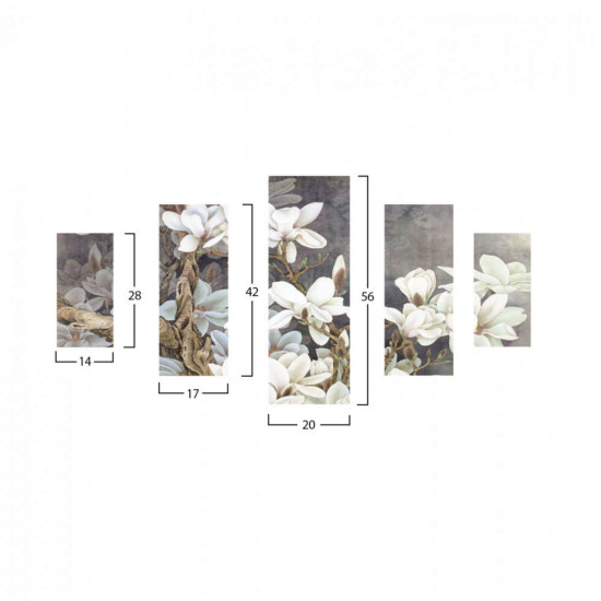 Πενταπτυχοσ πινακασ mdf magnolia kobus hm7207.01 82x56x0,3 εκ. **