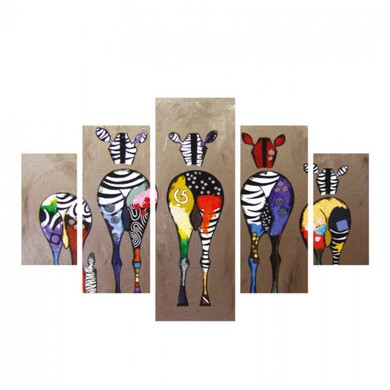 Πινακασ πενταπτυχο mdf colorful zebras 82χ56x3 hm7207.03 **