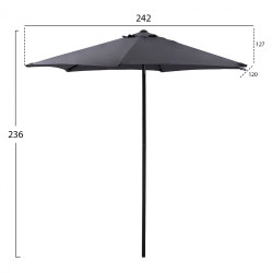 Ομπρελα αλουμινιου kacen φ250x236 εκ. με 6 ακτινεσ γκρι πανι hm6030.10 ** Ομπρελα αλουμινιου kacen φ250x236 εκ. με 6 ακτινεσ γκρι πανι hm6030.10 **