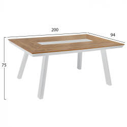 Σετ τραπεζαρια 7τμχ με τραπεζι polywood 200χ94 & πολυθρονεσ λευκεσ hm11648 **