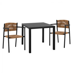 Σετ τραπεζαρια 3τμχ τραπεζι αλουμινιου 80x80 & πολυθρονεσ ανθρακι hm11438 **